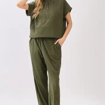 Boxy Corduroy Top - Olive