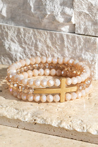 Glass Bead Cross Bracelet