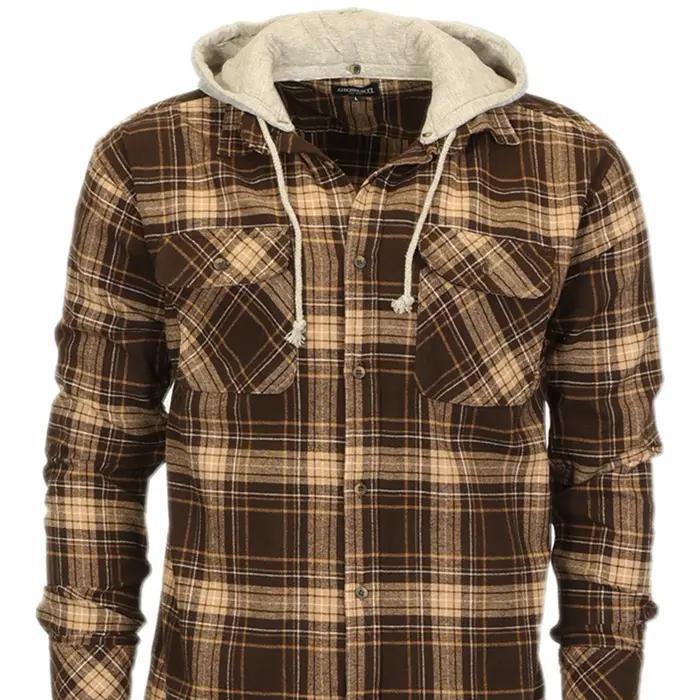 Flannel w/ Removable Hoodie - Green/Navy