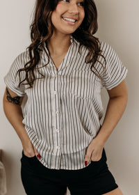 Stripe Short Sleeve Button Down