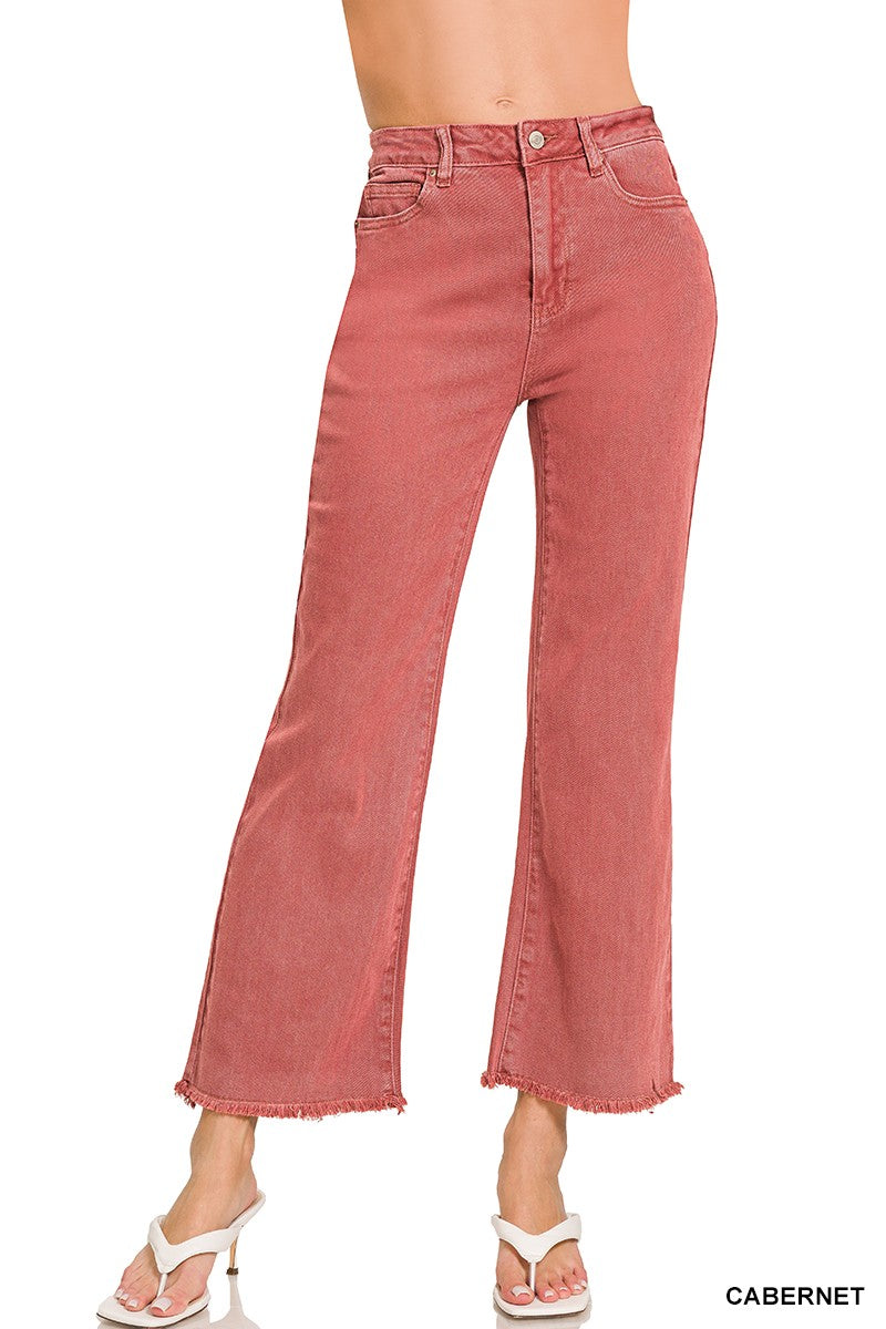 High Waist Frayed Bootcut Pants - Multiple Colors