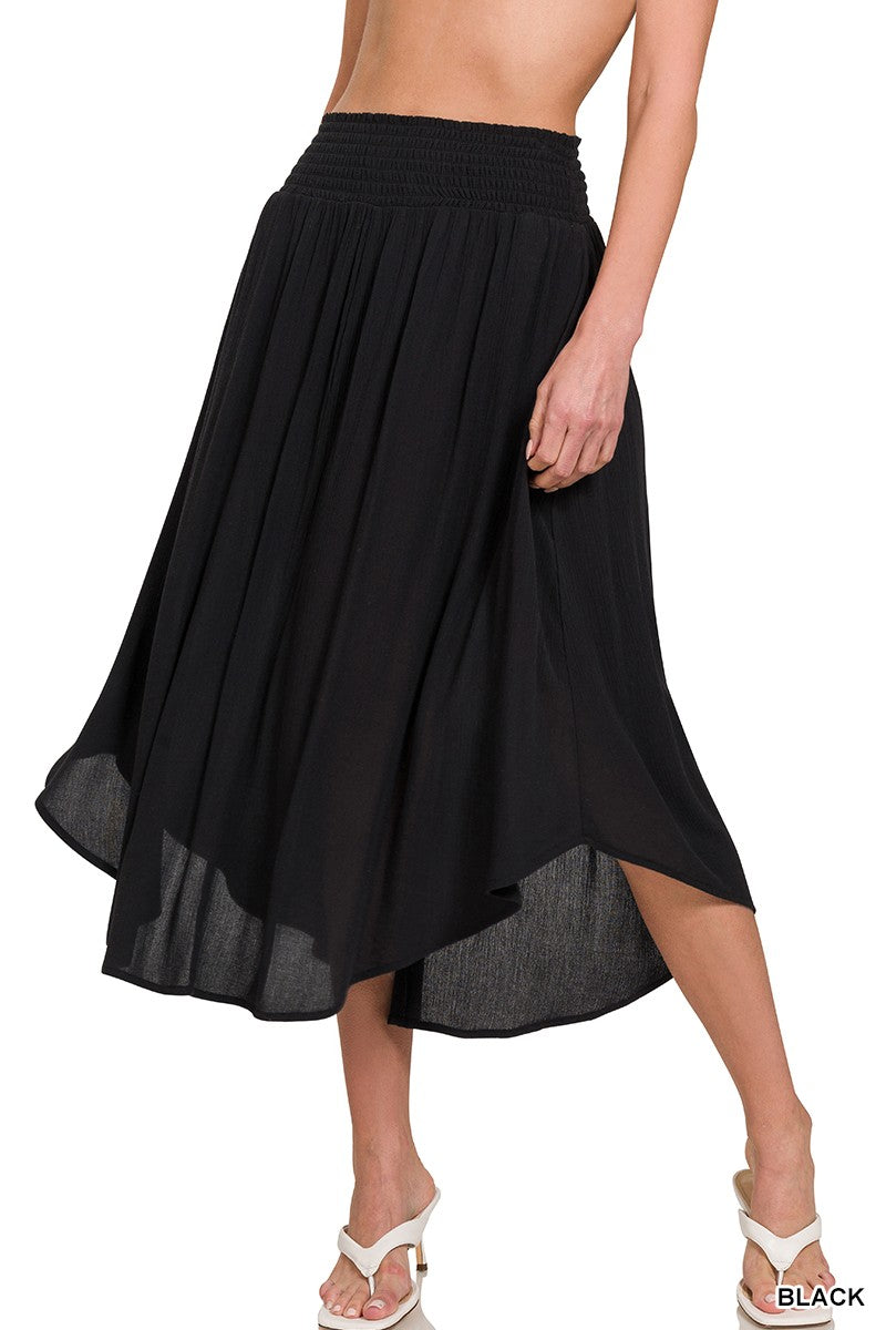 Crinkle Smocked Waist Skirt