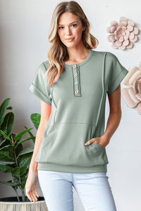 Plus Short Sleeve Modal Button Up