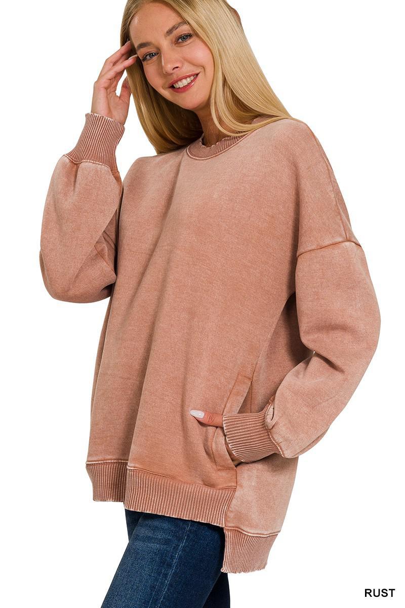 Acid Wash Hi-Low Pullover