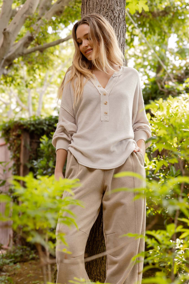 V-Neck 1/2 Button Top
