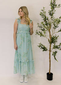 Sleeveless Ruffle Floral Midi Dress