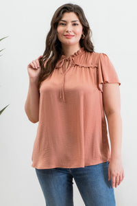 Plus Ruffle Collared Top