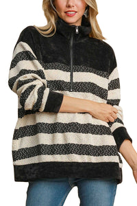 Striped Half Zip Top
