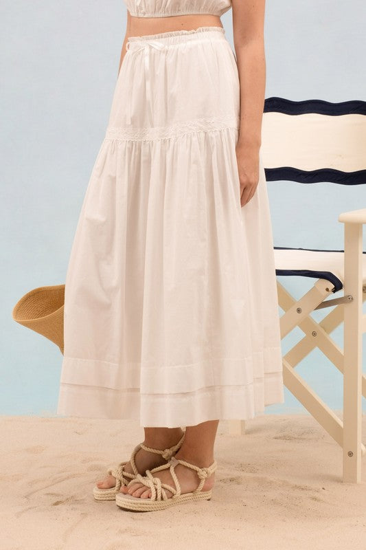 Ruffle Detail Waist Midi Skirt