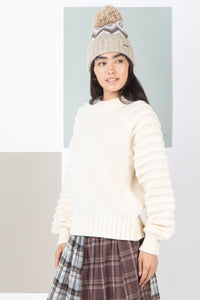 Textured Sleeve Sweater