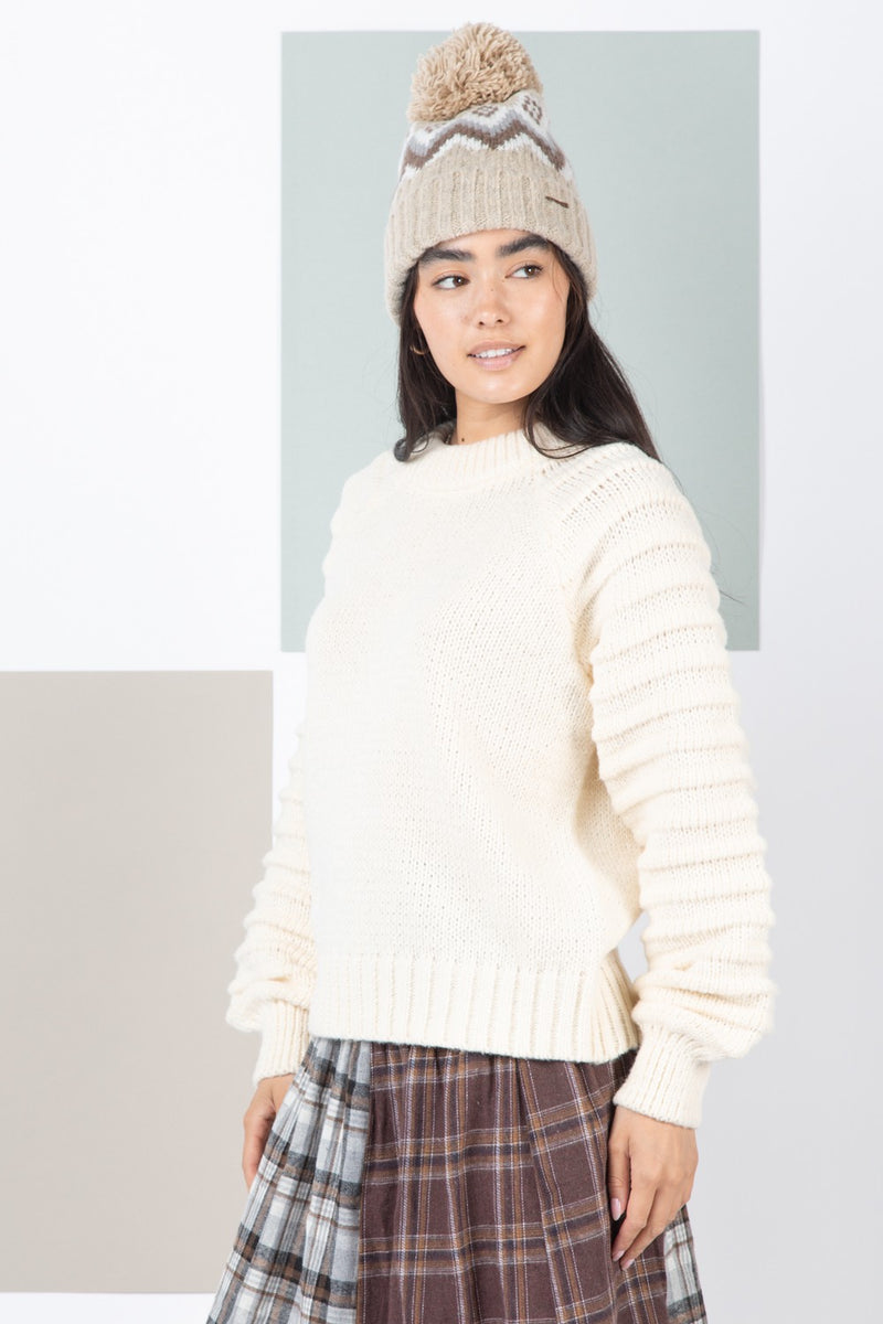 Textured Sleeve Sweater