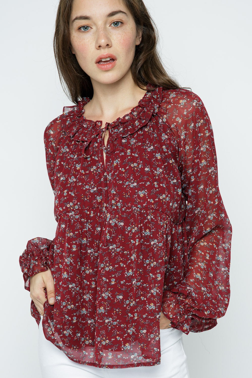 Floral Ruffled Top
