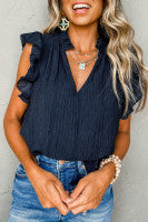 V-Neck Flutter Sleeve Top