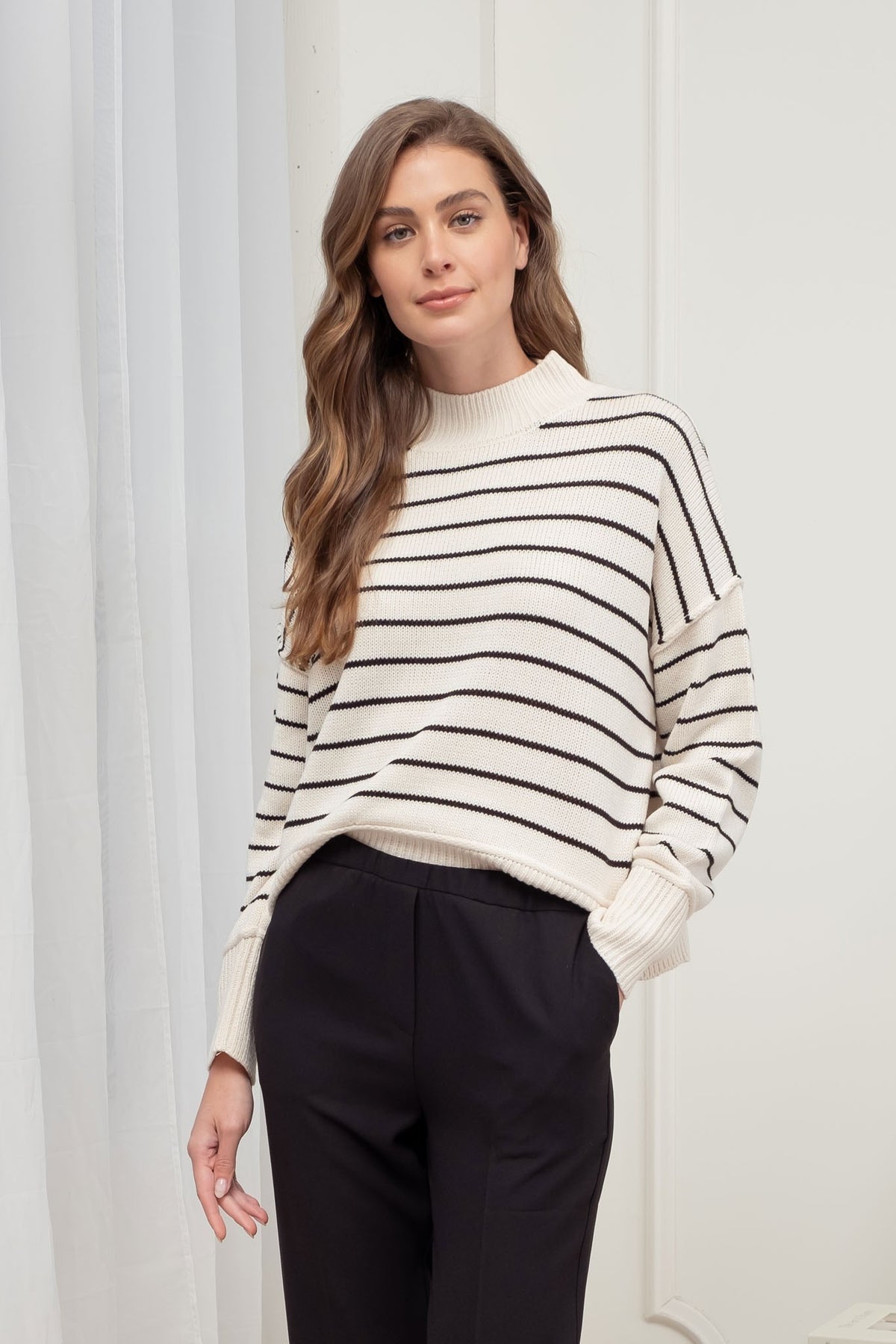 Stripe Side Split Pullover