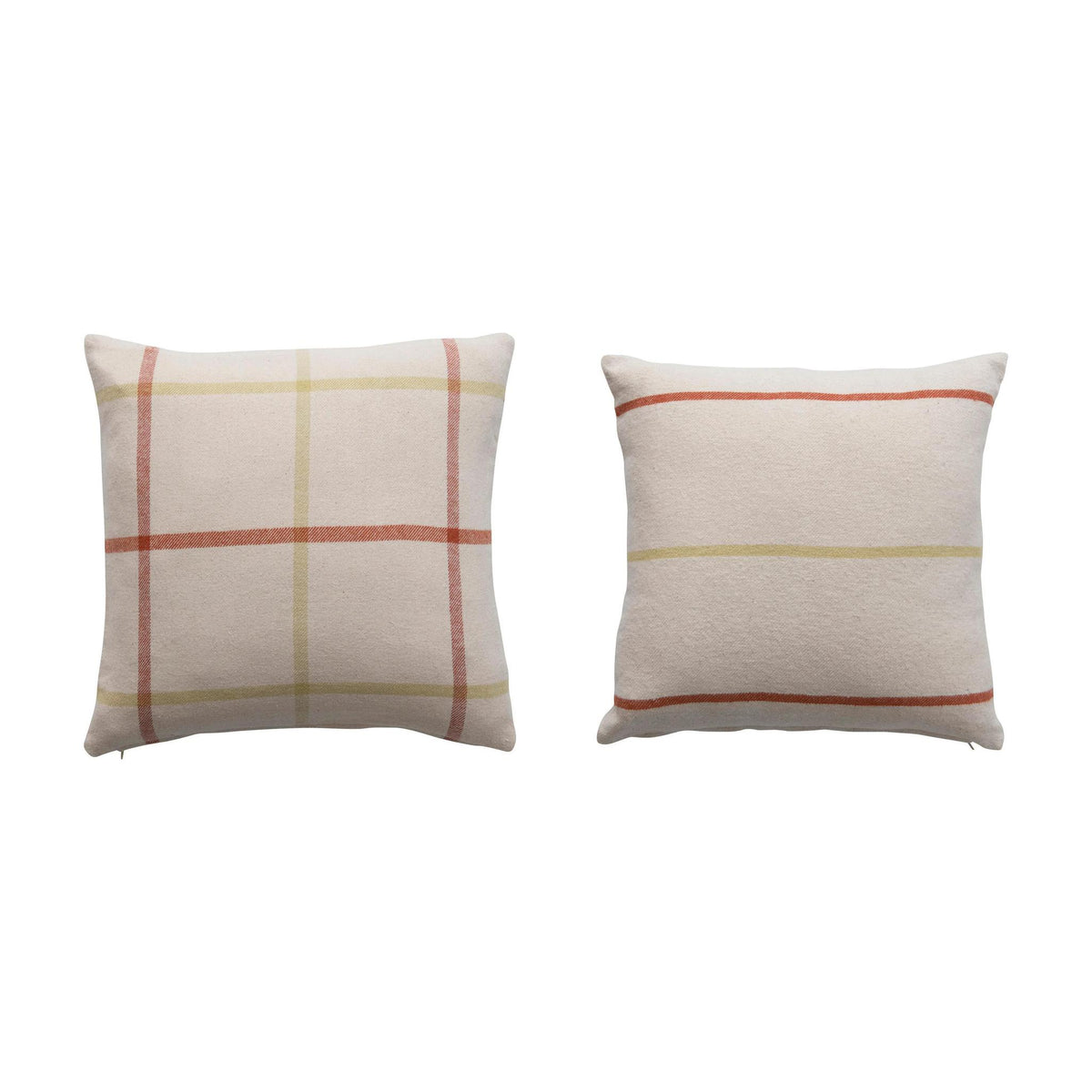 Flannel Pillow - Cream/Rust