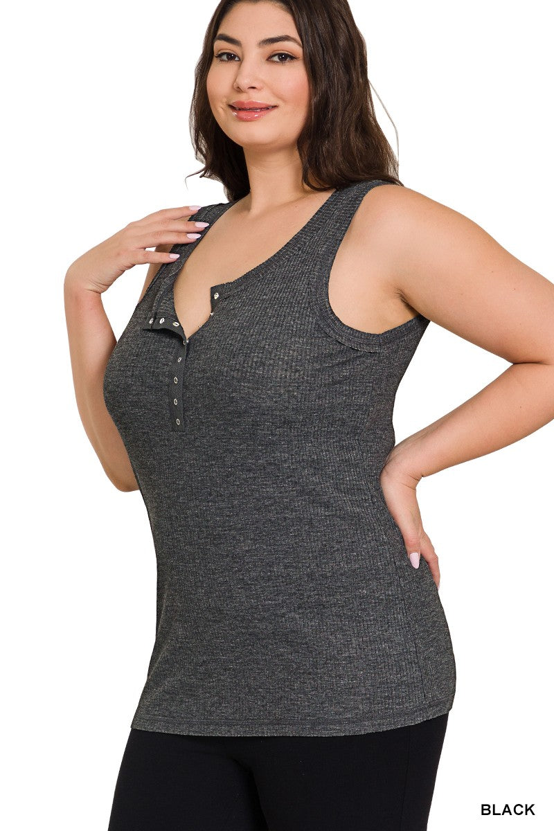Ribbed Button Tank