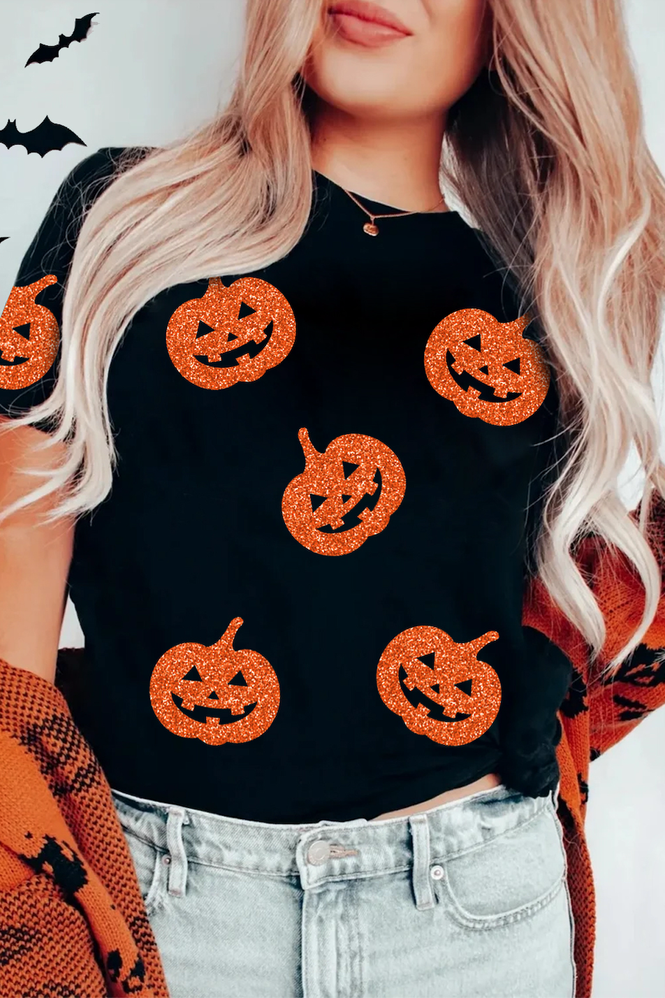 Glitter Pumpkin Halloween Shirt