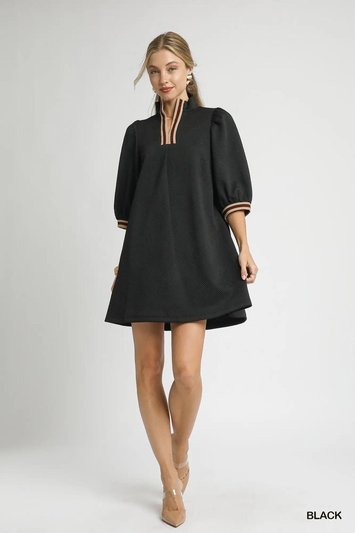 High Neck Mini Dress - Black