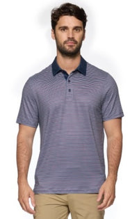 Kiawah Contrast Collar Mini Stripe Polo
