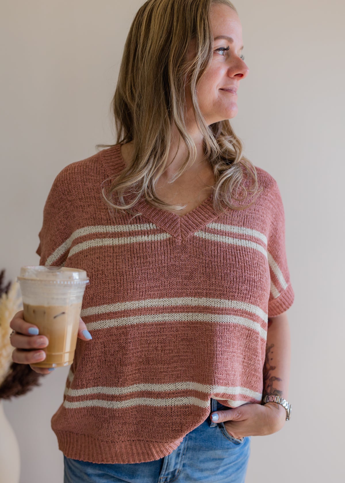 Striped V-Neck Sweater