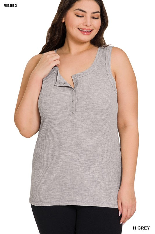 Ribbed Button Tank