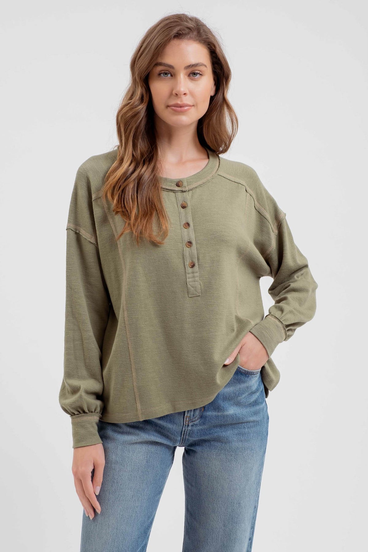 Contrast Stitch Henley