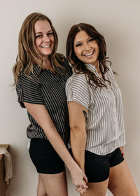 Stripe Short Sleeve Button Down