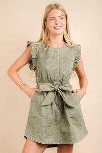 Chambray Ruffle Detail Dress