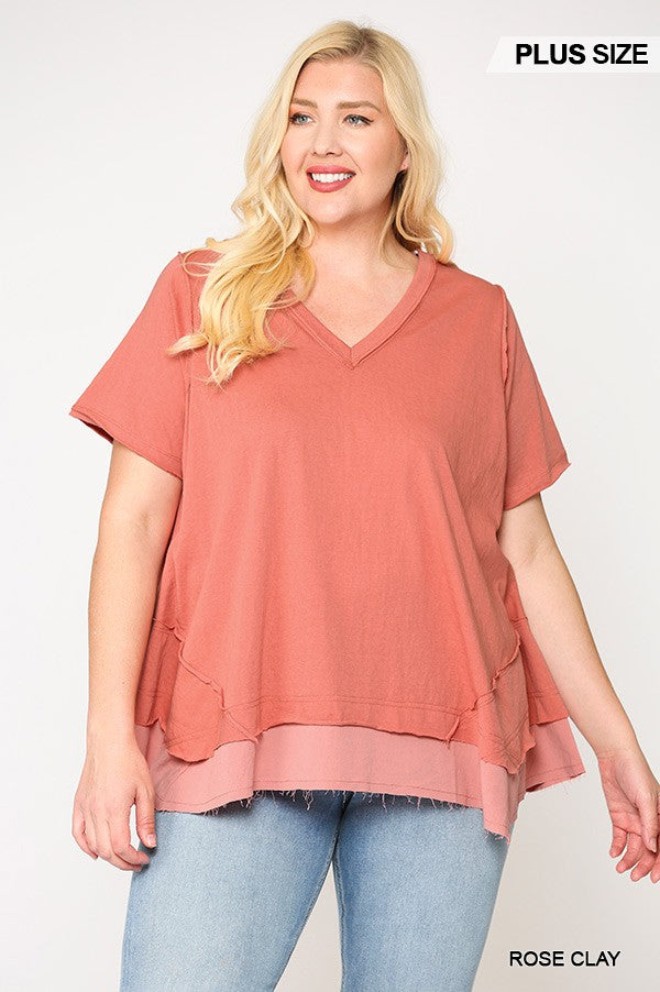 Rose Clay Deep V-Neck Tunic