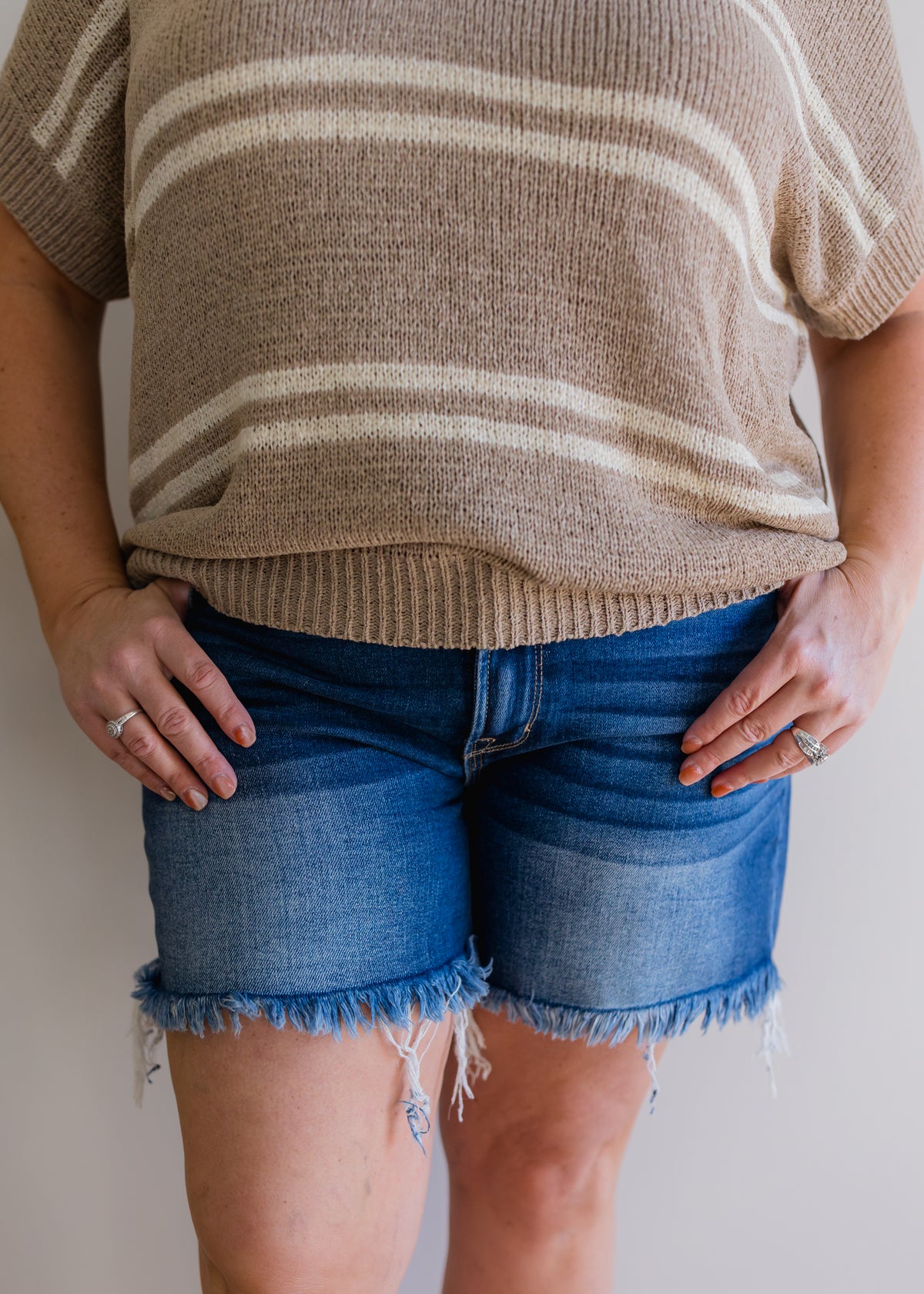 Plus Raw Frayed Ripped Denim Shorts