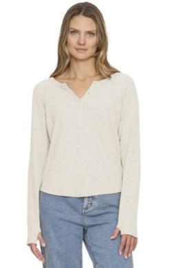Cambria Waffle Henley - Ecru