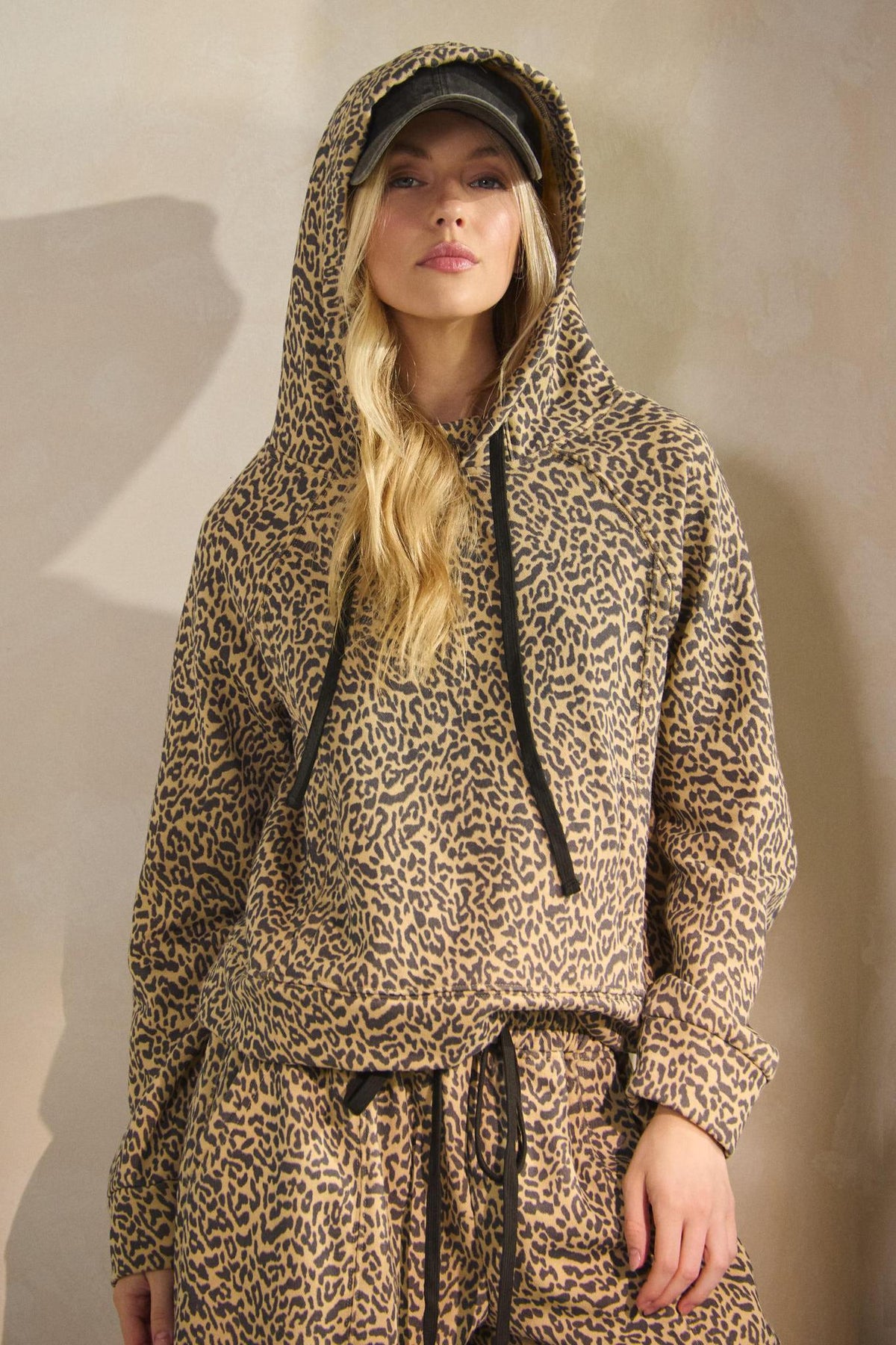 Printed French Terry Hoodie - Leopard