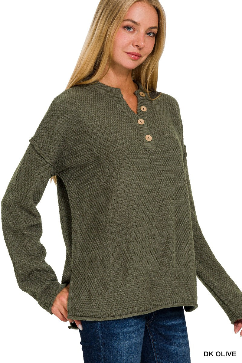 4 Button Henley Sweater