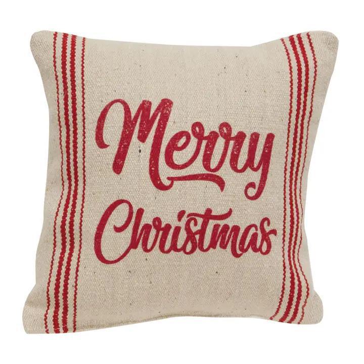 Merry Christmas Striped Pillow