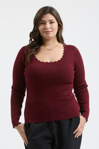 Plus Scallop Trim Sweater