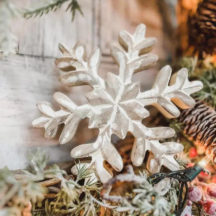 Whitewashed Wooden Snowflake - Show