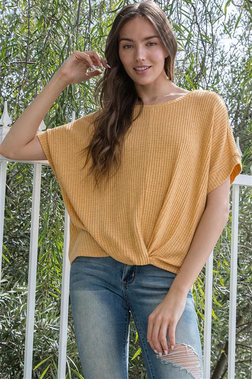Dolman Twisted Hem Short Sleeve