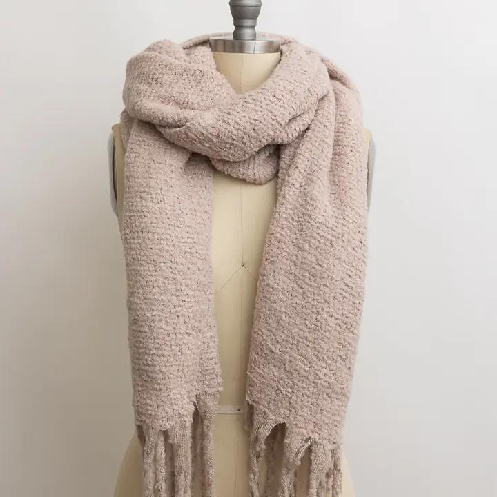 Knit Scarf w/ Tassels - Blush