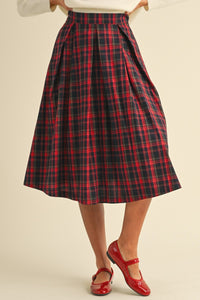 Plaid Box Pleat Skirt
