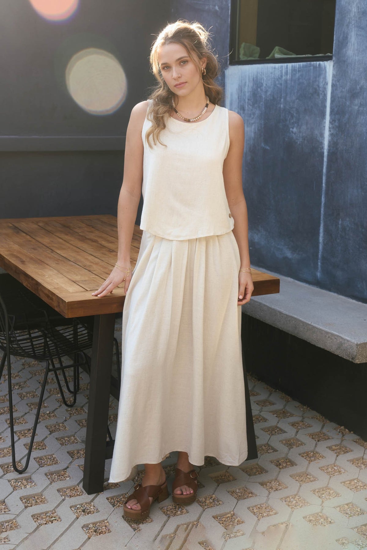 Pleated Handkerchief Linen Skirt