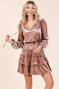 Velvet Smocked Waist Mini Dress