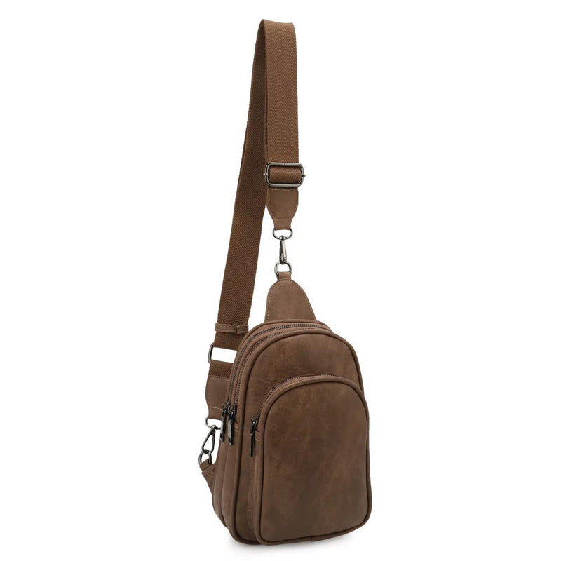 Gia Distressed Sling Bag - Brown