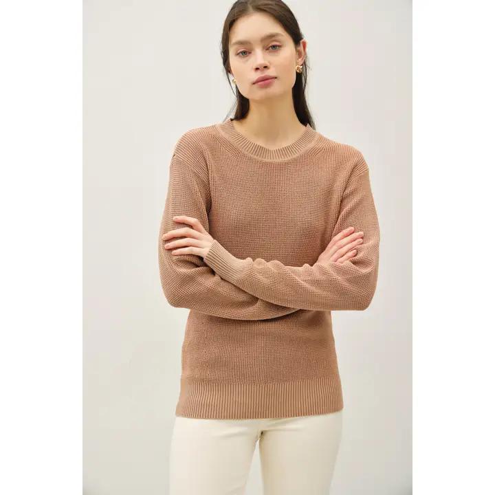 Chunky Waffle Knit Sweater - Terracotta