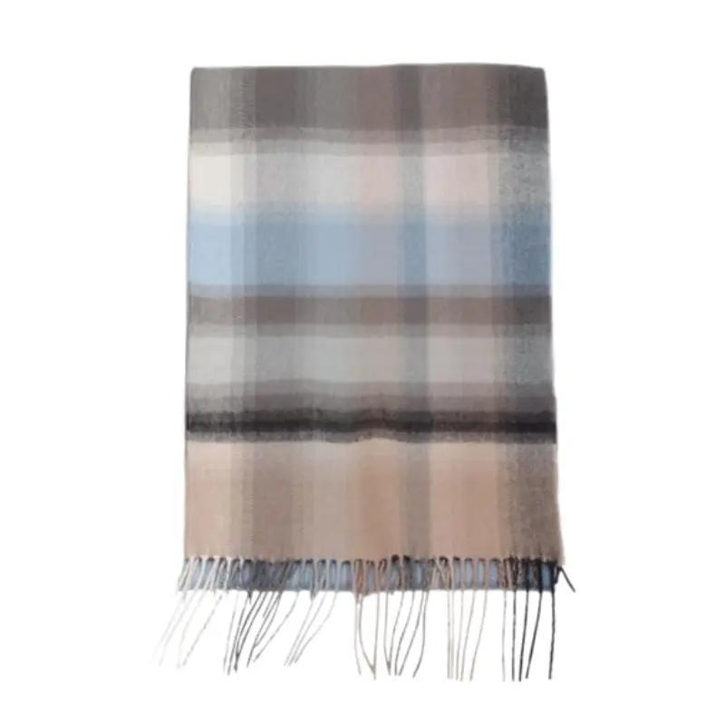 Plaid Cashmere Scarf - Blue