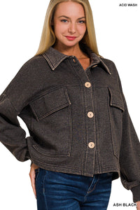 Acid Washed Cropped Shacket