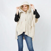 Button Hooded Poncho