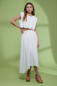 Box Pleated Midi Skirt
