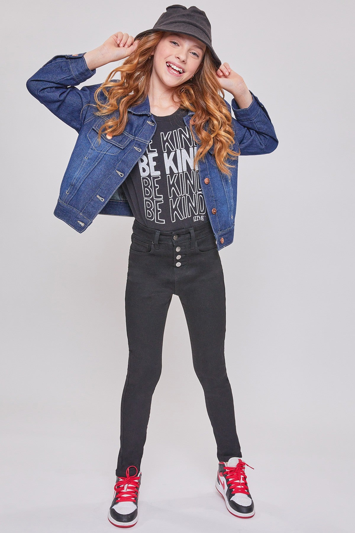 Girl's Exposed Button High Rise