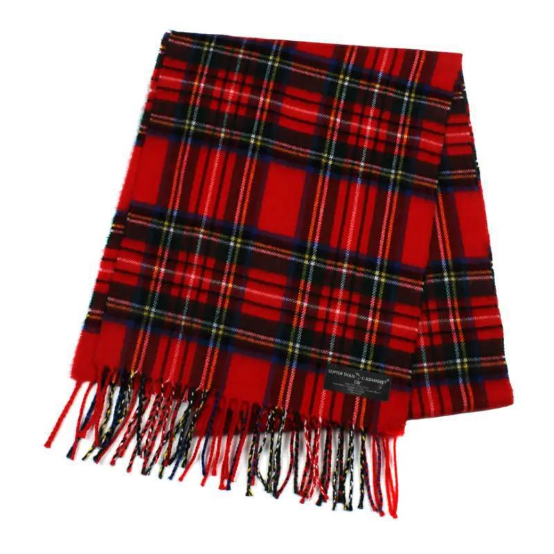 Plaid Cashmere Scarf - Red