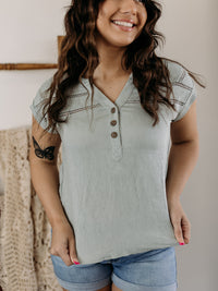 Crochet Trim Short Sleeve Blouse